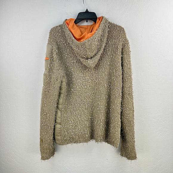 Vintage Jamie Sadock Jacket Women XL Tan Full Zip Hoodie Stretch Frayed Textured - Picture 2 of 9